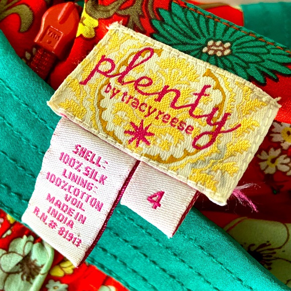 Plenty by Tracy Reese 100% Silk Strapless Dress - Orange Multi - Size 4 - Picture 3 of 3